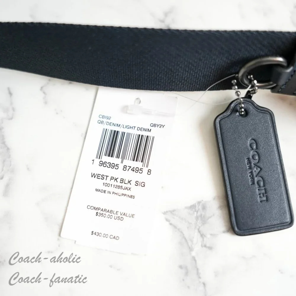 NWT Coach CBI92 West Pack In Blocked Signature Canvas Denim/Light Denim